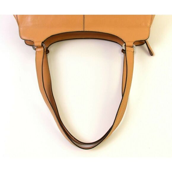 Monsac Original BEIGE GENUINE LEATHER CLASSIC ZIP SATCHEL TOTE BAG HANDBAG PURSE - Picture 9 of 12